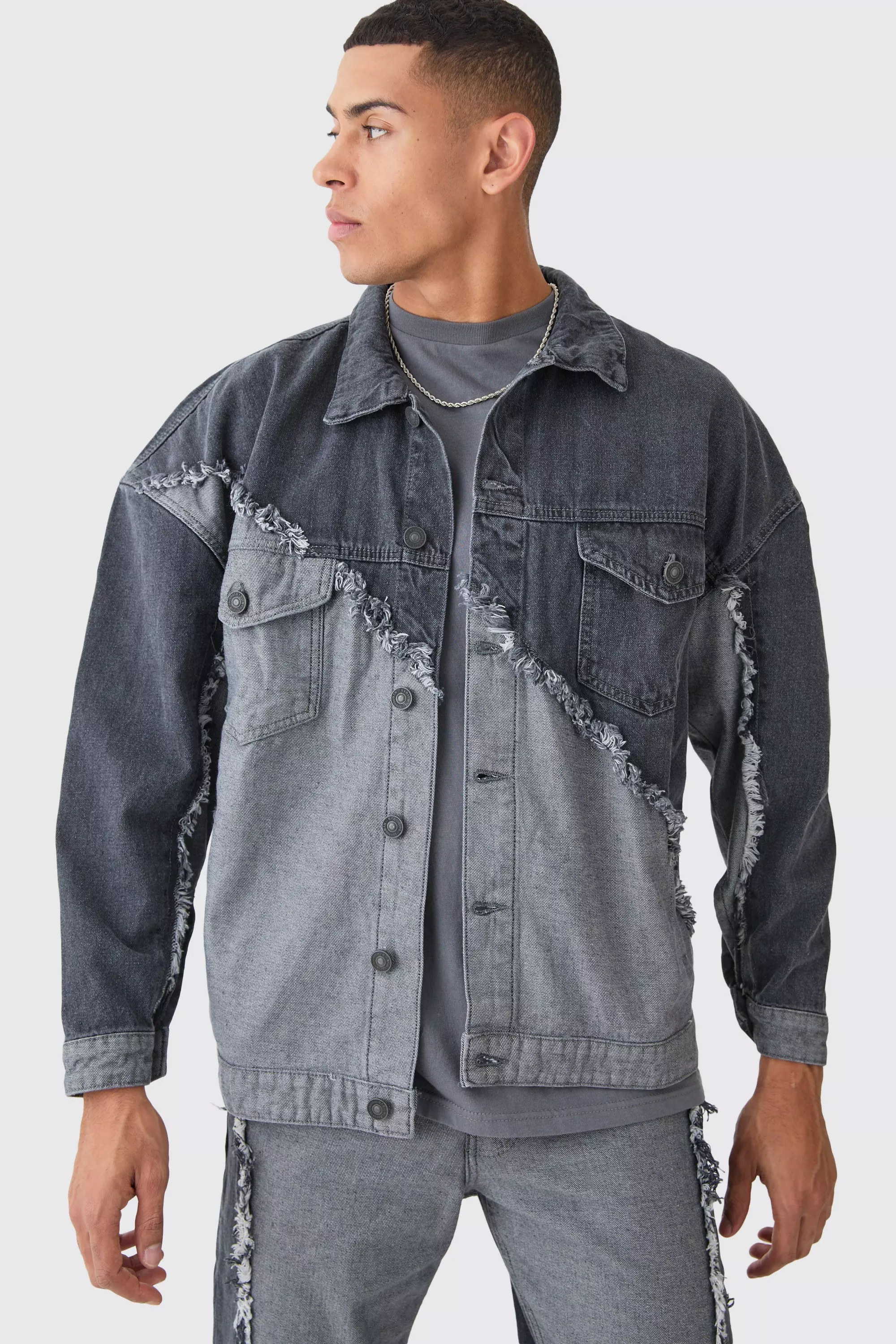 Oversized grey denim sales jacket